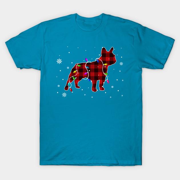 Summer Fashion Clothing Tshirt Funny French Bulldog Christmas Lights Red Plaid Gi Print Men Solid Color Slim Fit Short Sleeve Tops