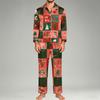 Men's Pajama Set Long Sleeve Button-Down Top and Pants Set for Home Sleepwear