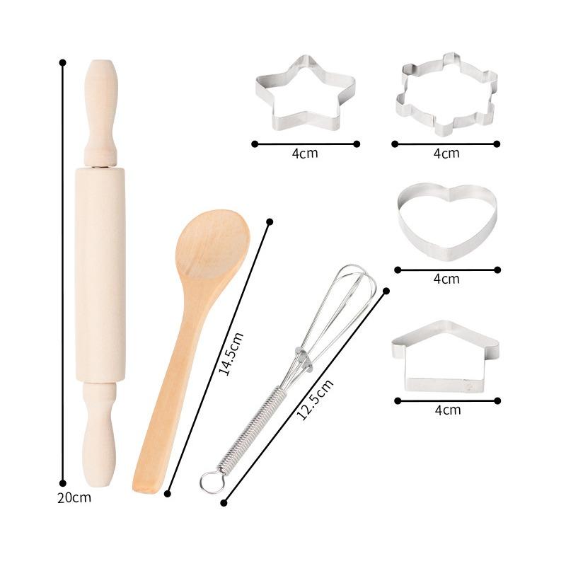 Cooking Set Children's Cute Baking Set Kitchen Toy Set Accessories Apron with Chef Hat Oven Gloves Pot Holder Cookie Cutter As Children's Kitchen Gift