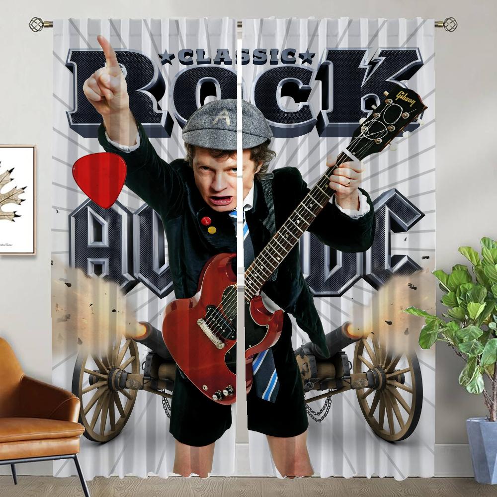 Blackout Curtains for Camera Rock-ACDC Window Curtain for Room 2 Panel Shades Halloween Decoration Partition Living Kitchen Home