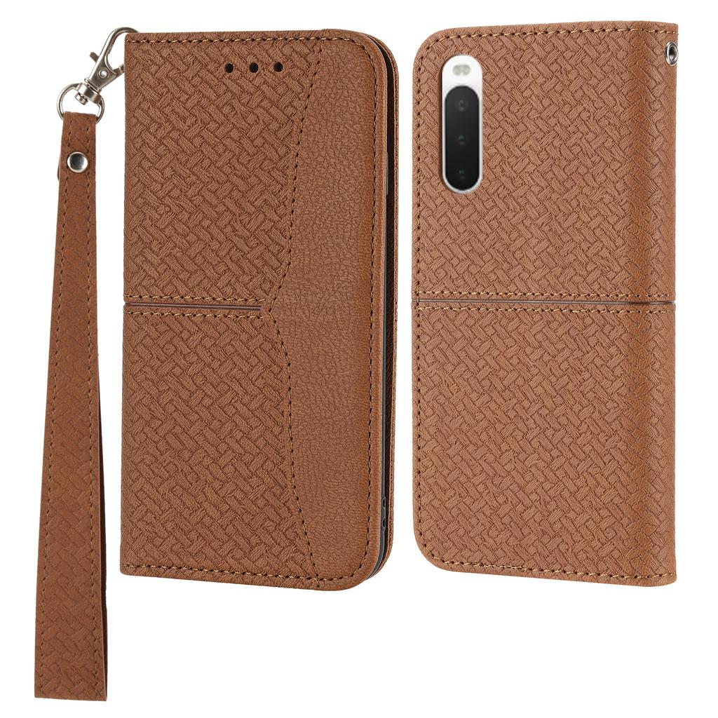 For Sony Xperia 5 IV 5G Case Woven Texture PU Leather Wallet Phone Cover