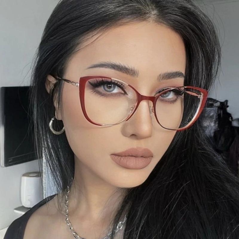 

Fashion Fashion Anti-blue Light Glasses Women Men Computer Eyeglasses Stylish Metal Cat Eye Design Frame Optical Spectacles Eyewear