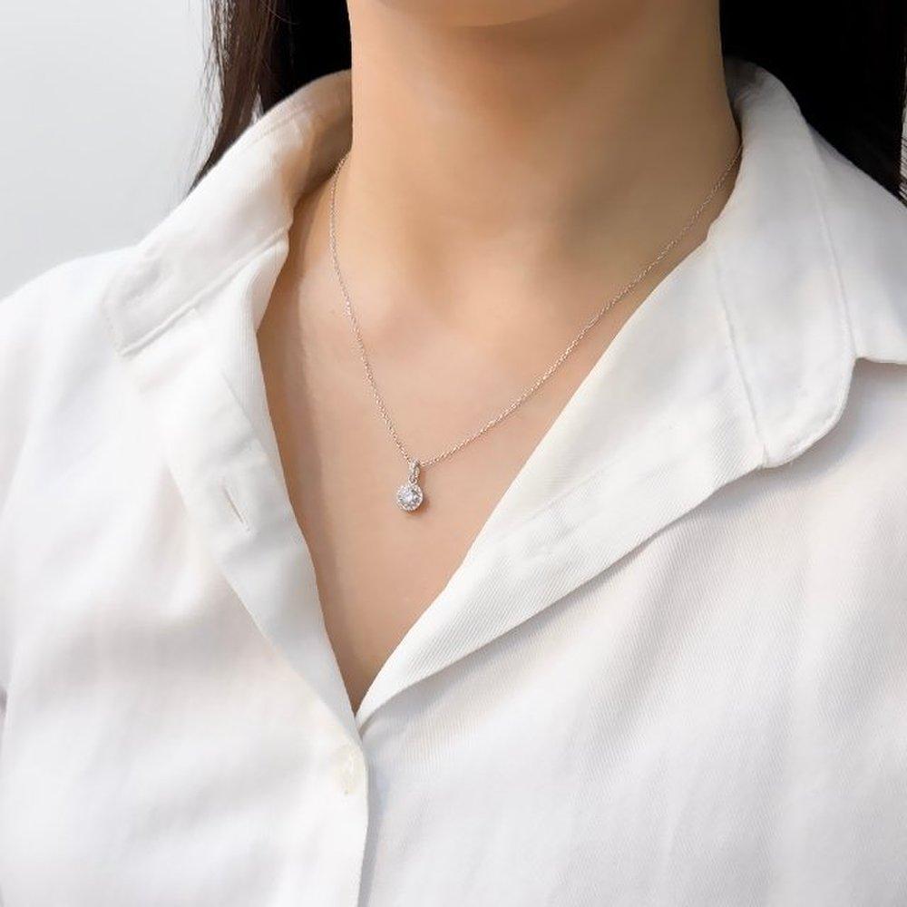 [Opalhouse] 925 Silver Round Cubic Necklace Opmun11657