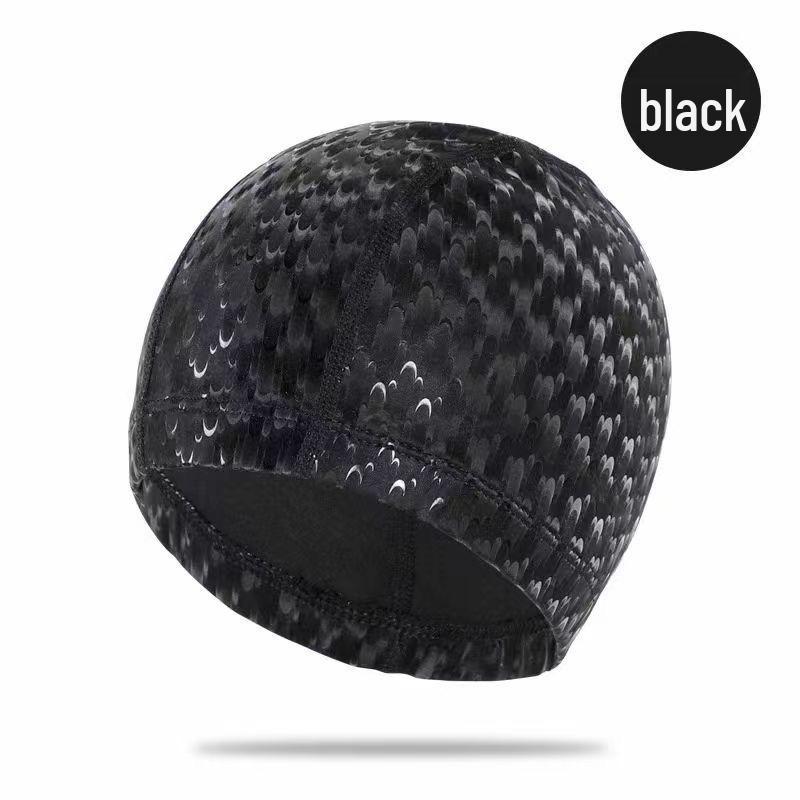

New Breathable PU-Coated Ripple Swimming Cap for Long Hair - Comfortable Fit for Men and Women чёрный