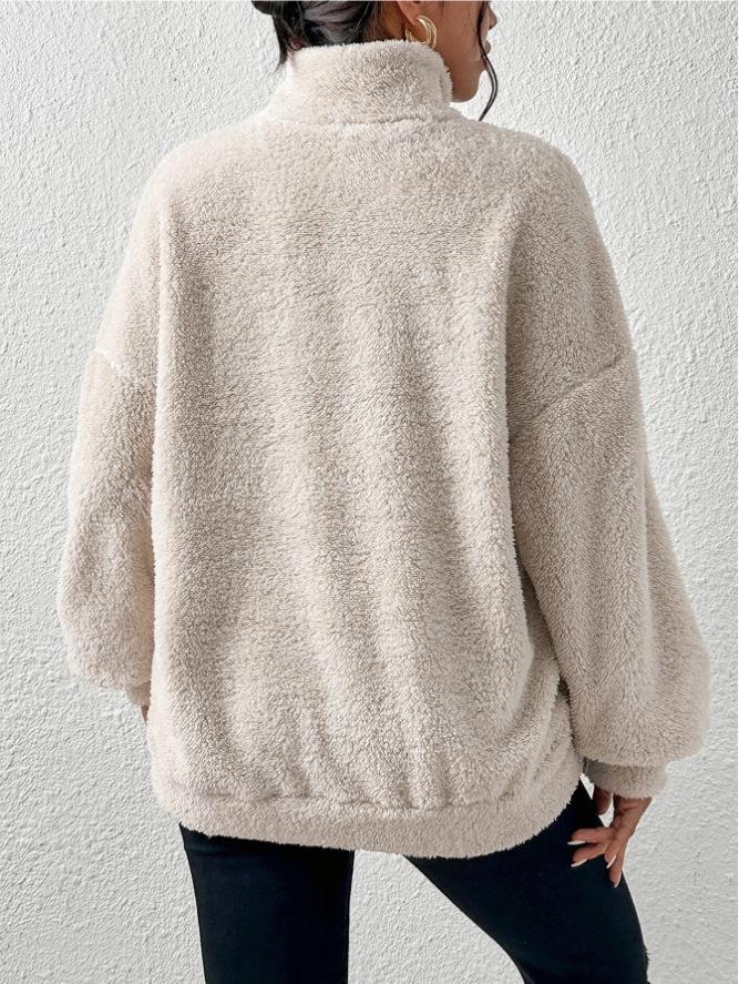 Damen-Sweatshirt mit Stehkragen und Fleece-Futter, Herbst/Winter 2023