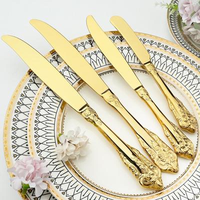 6pcs Vintage 18/10 Stainless Steel Cutlery Set Steak Butter Dinner Knife Dinnerware Set Tableware Mirror Dinner Kitchen Flatware