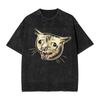 Divertente Gatto che Tossisce Meme Maglietta Lavata Vintage Streetwear Uomo Donna Amanti dei Gatti Divertenti T-Shirt Hiphop Maglietta Cotone