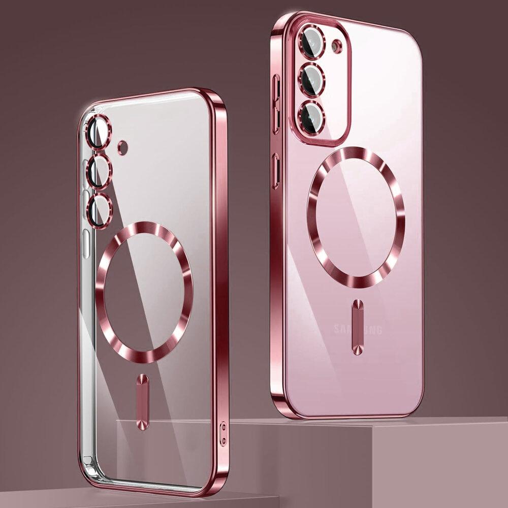 Case for Samsung Galaxy S23 Plus, Electro MagSafe, Pink Rose Gold + Glass Screen Protector