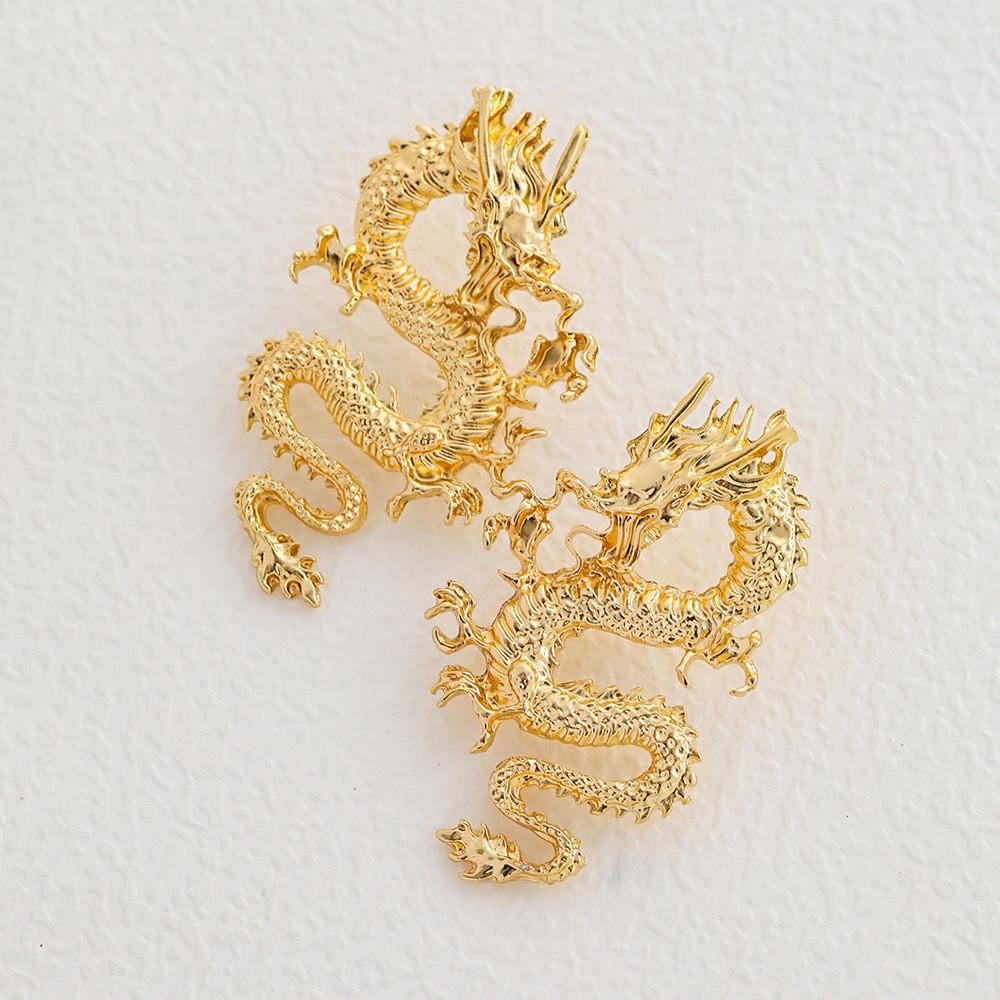 Alloy Exquisite Dragon Earrings European American Style Animal Ear Studs Women For