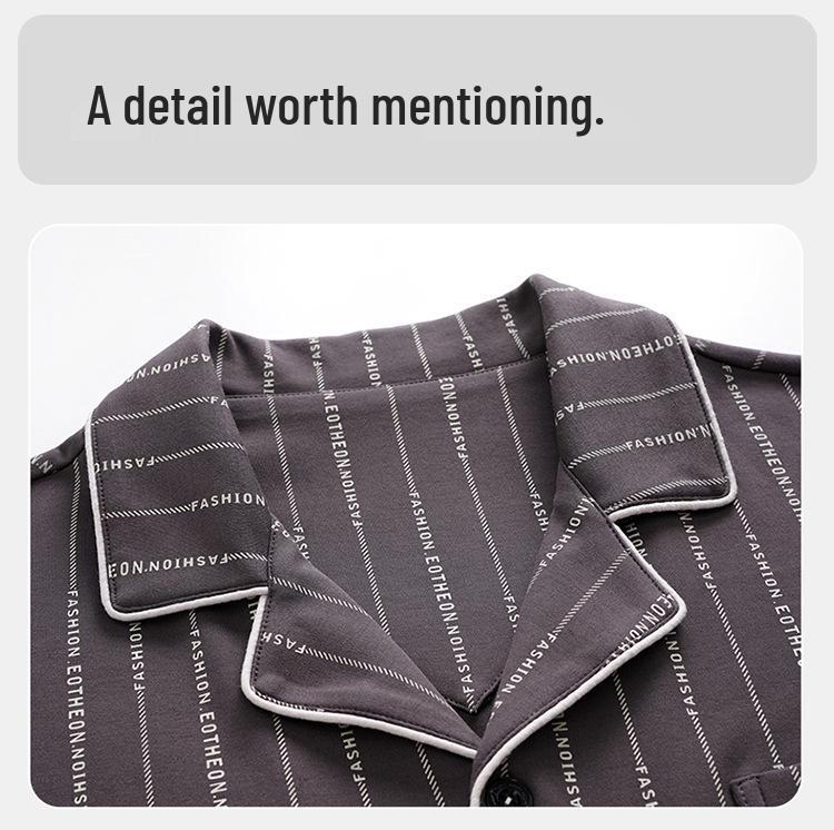 Men's 100% Cotton Striped Long Sleeve Pajamas - Trendy Korean Style for Spring