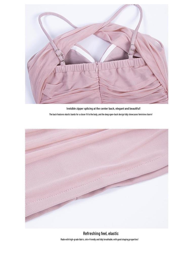 Schlankmachender Neckholder-Bodycon-Minirock mit Raffung - Sexy, Taillenbetonend, Rückenfrei, Nachtclub-Stil