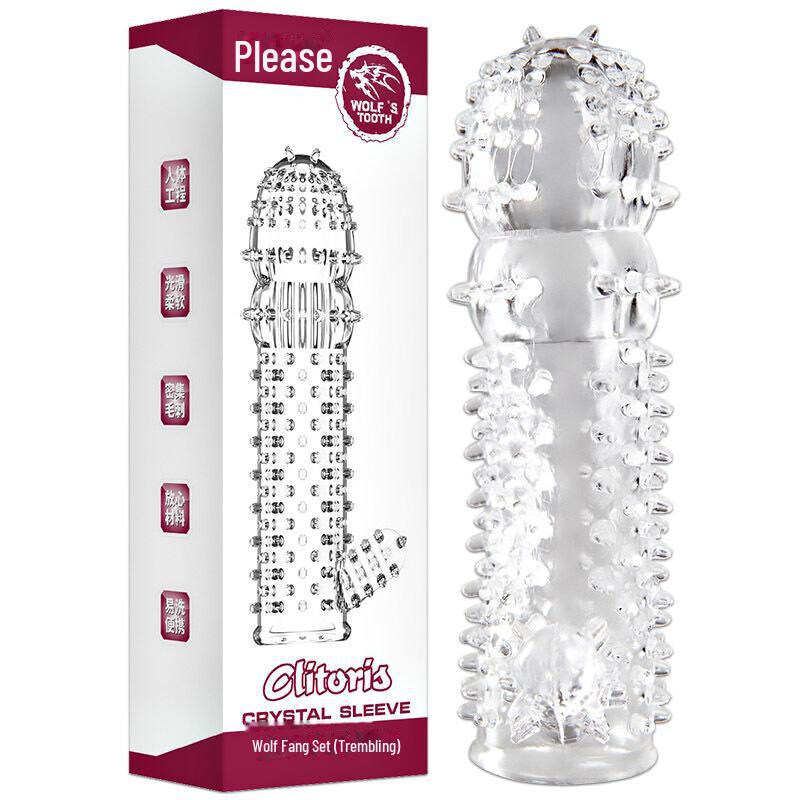 Enhancing Transparent Wolf Tooth Penis Sleeve for Length, Thickness, and Intensity