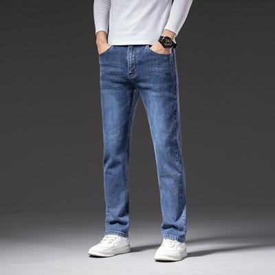 Mens Jeans  Business Regular Straight Full Lenght Jean Casual Denim Trousers Elasticity Stretch Fabric Pant   LY802