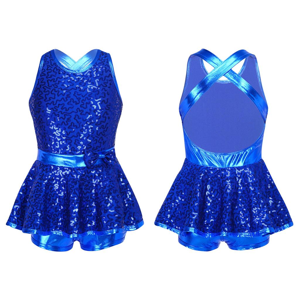 Kinder Mädchen Pailletten Ballett Jazz Modern Tap Kleid Gymnastik Tanz Trikot Tutu Kleid