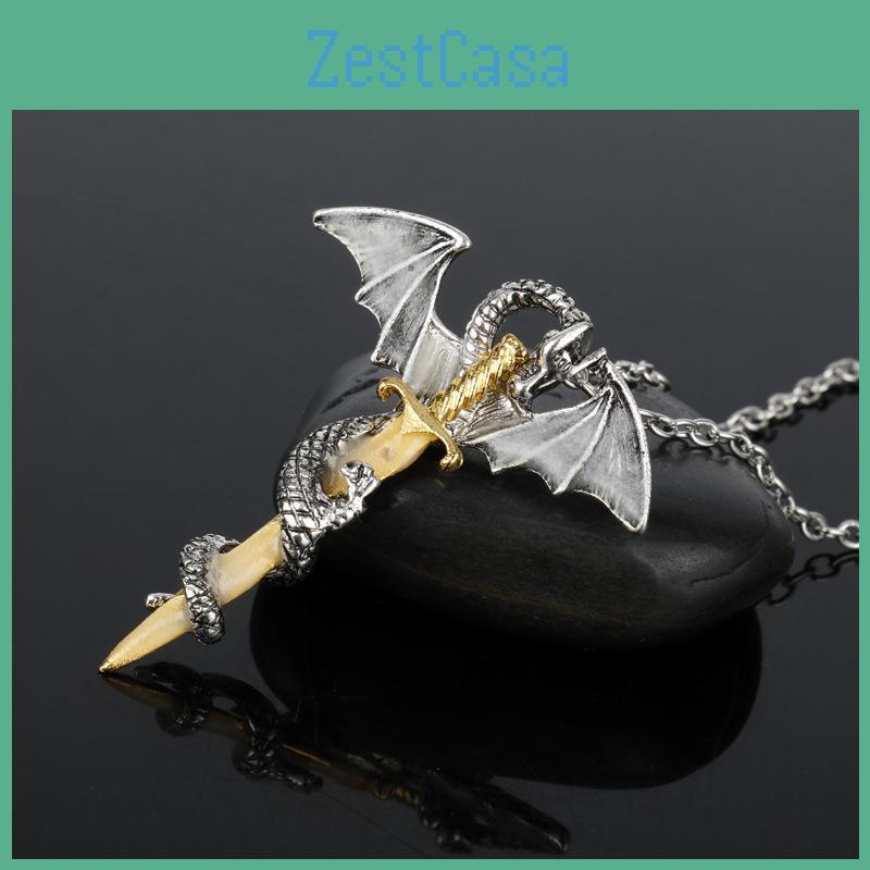 Luminous Winged Dragon Animal Gold Necklace With Alloy Pendant For Fashion And Gifts