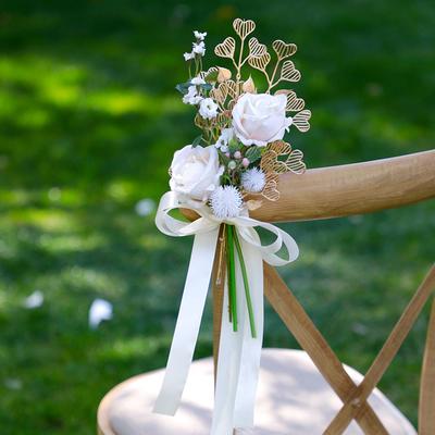 Künstliche Stuhlrückenblume, mehrfarbige Kirchenbankblumen für Hochzeiten, Kirchenzeremonien, Partys, Stuhldekoration