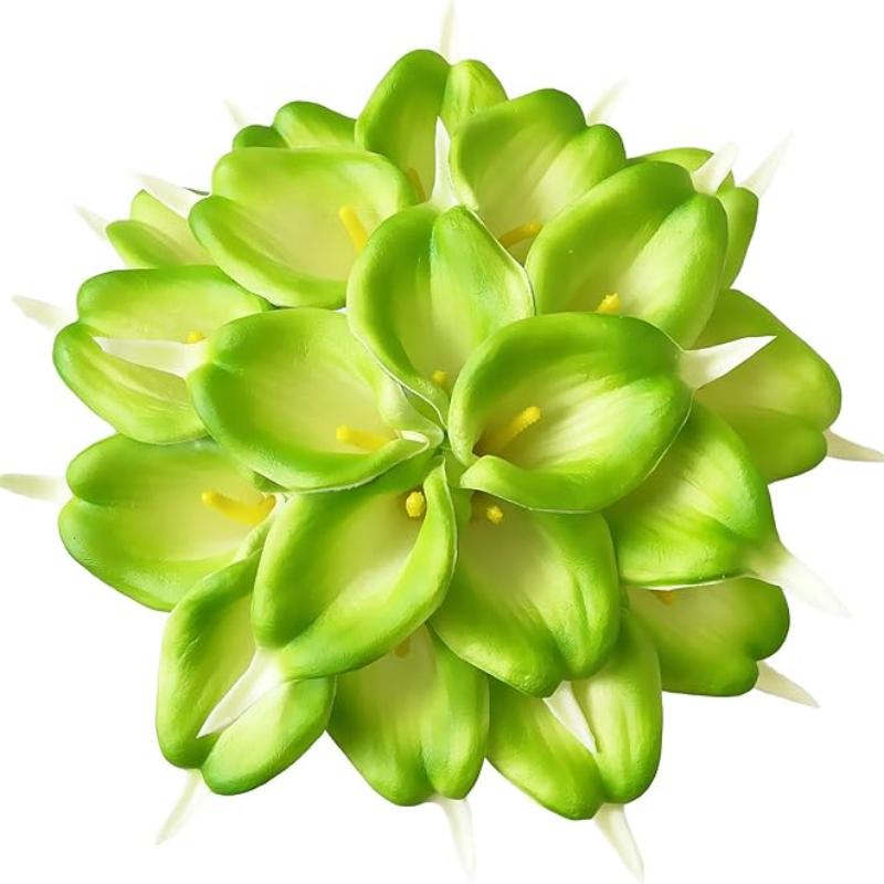 

10 шт. искусственные цветы каллы лилии Real Touch свадебные букеты для дома, офиса, свадебной вечеринки украшения светло-зеленый