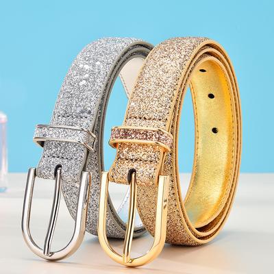 Neue Mode Damen Gürtel Vielseitig Gold Imitatleder Dekoration PU Leder Damen Gürtel Trendy