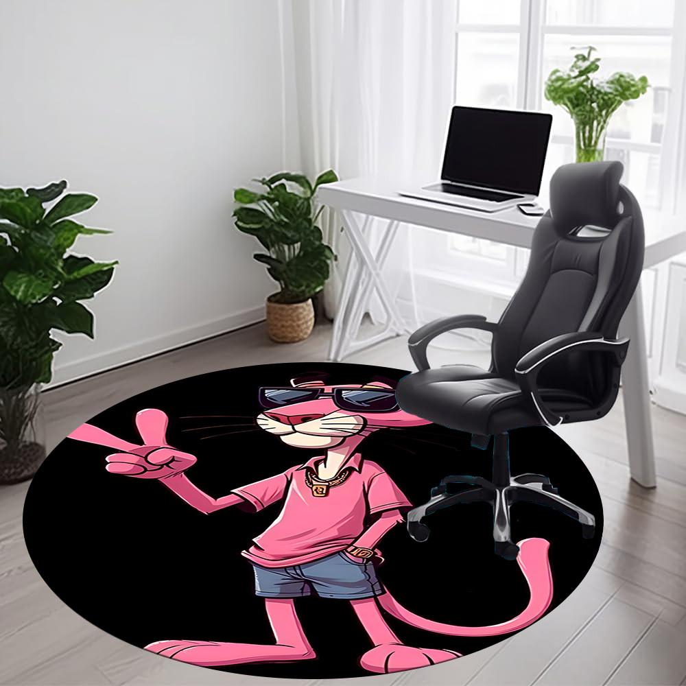 1PC Pink Panther Office Round Area Rug, Indoor Mat Suitable For Office, Under Office Chairs Bedroom Living Room Home Decor DT1212075