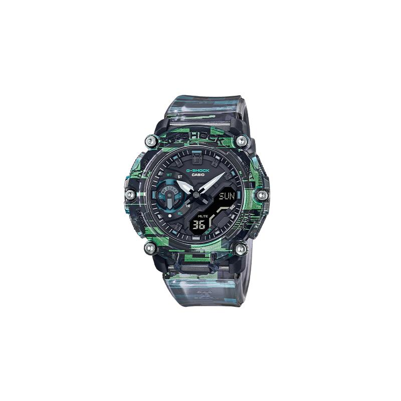 

Casio G-SHOCK dual display sports waterproof watch, quartz movement, resin strap, Japanese and Korean watch, same style for men and GA-2200NN-1APR зелёный