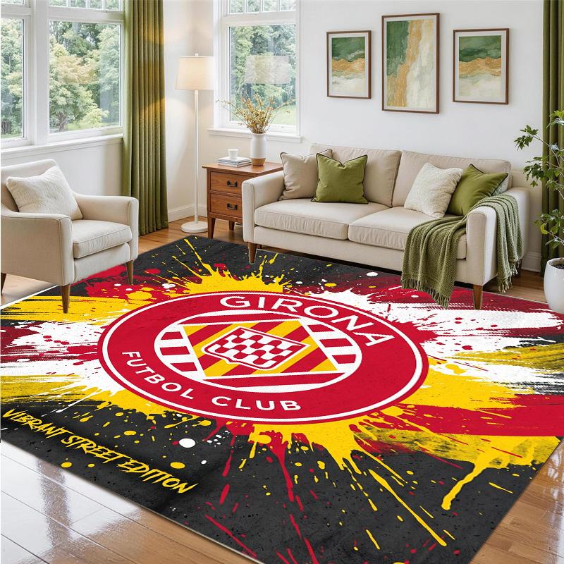 Girona FC Design Crystal Velvet Rug Soft Decorative Mat for Bedroom Entrance