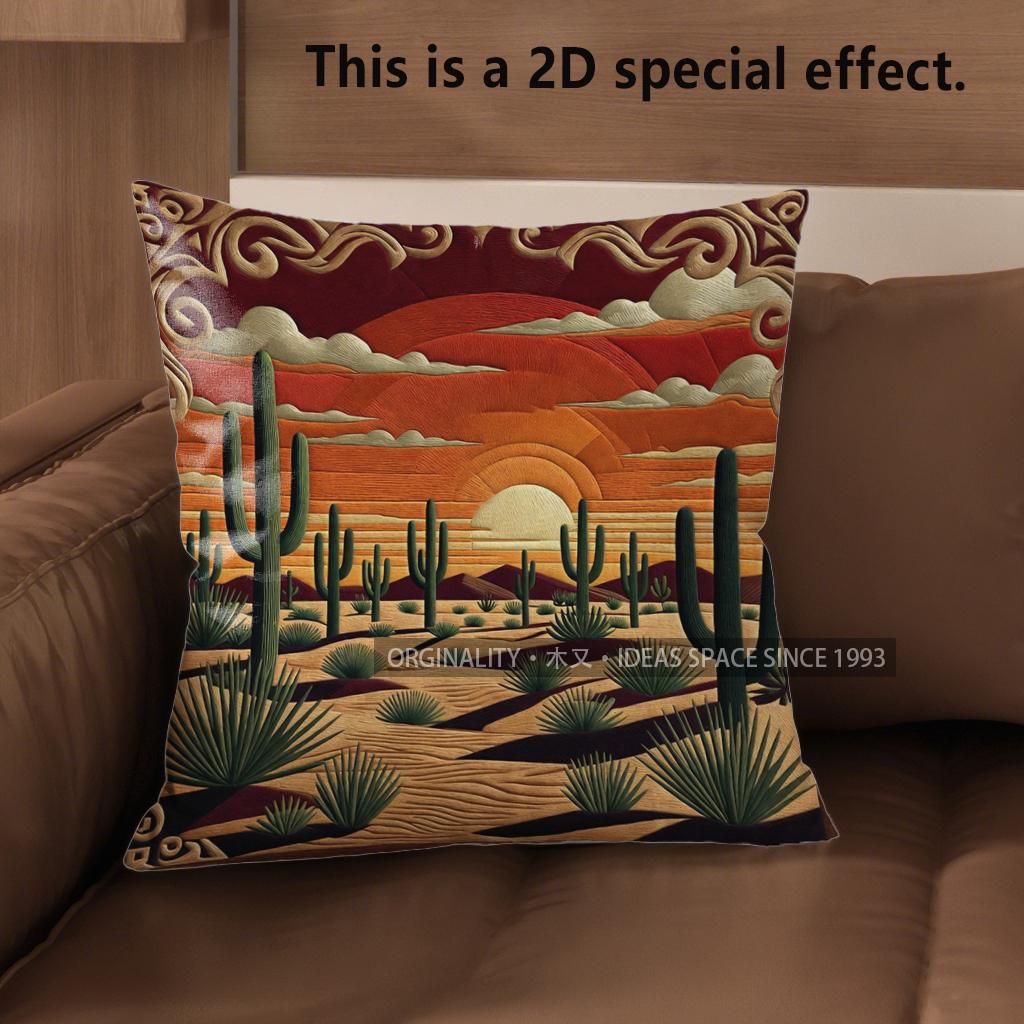 

2D Southwestern Desert Sunset Boho Pillow Covers Pattern Cushion Cover Suitable For Sofa Bedroom Car Pillow Cover 40x40cm