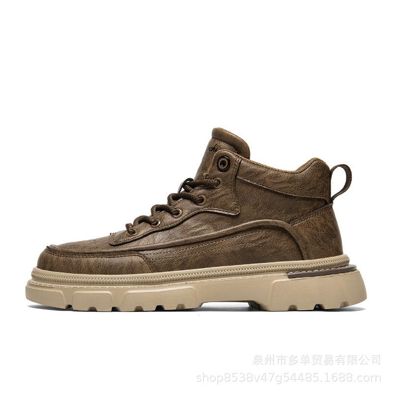 Soft-soled autumn new Martin boots retro high-top leather shoes non-slip shoes casual short boots