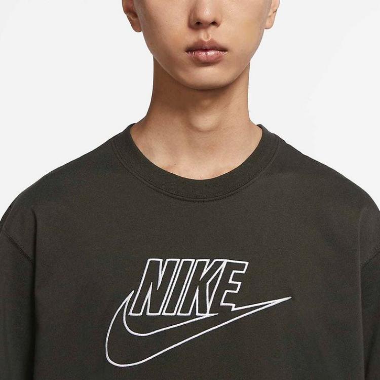 Nike Logo Print Casual Crew Neck Short Sleeve T-Shirt Men Tops Sequoia-Green DR7826-355