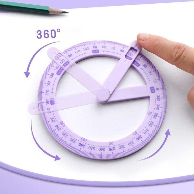 Adjustable Angle Measuring Tool Plastic Texture Suitable for Precise Math Drawing Classroom Safe Educational Supply