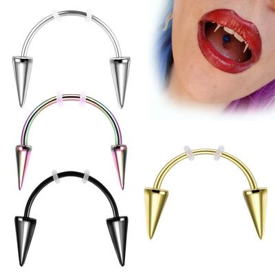 1pz Acciaio Inossidabile C Rod Zanne da Diavolo Vampiro Dente Smiley Piercing Punk Labret Piercing all'Orecchio Orecchini Tendenza Gioielli per il Corpo