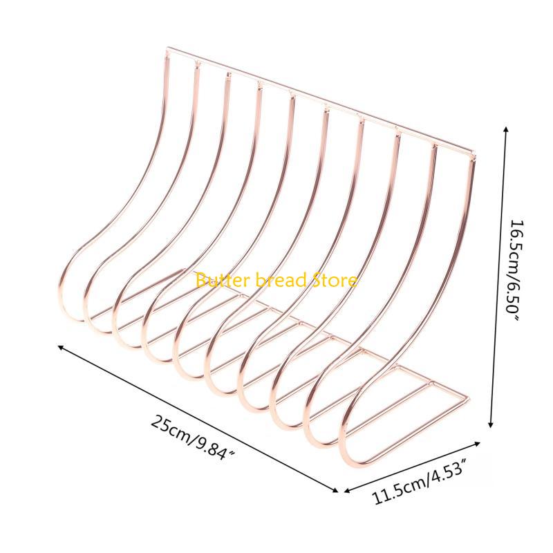 W89C 10 File Storage Shelf Book Stand Bookend Nordic Wrought Iron Holder for Home Office