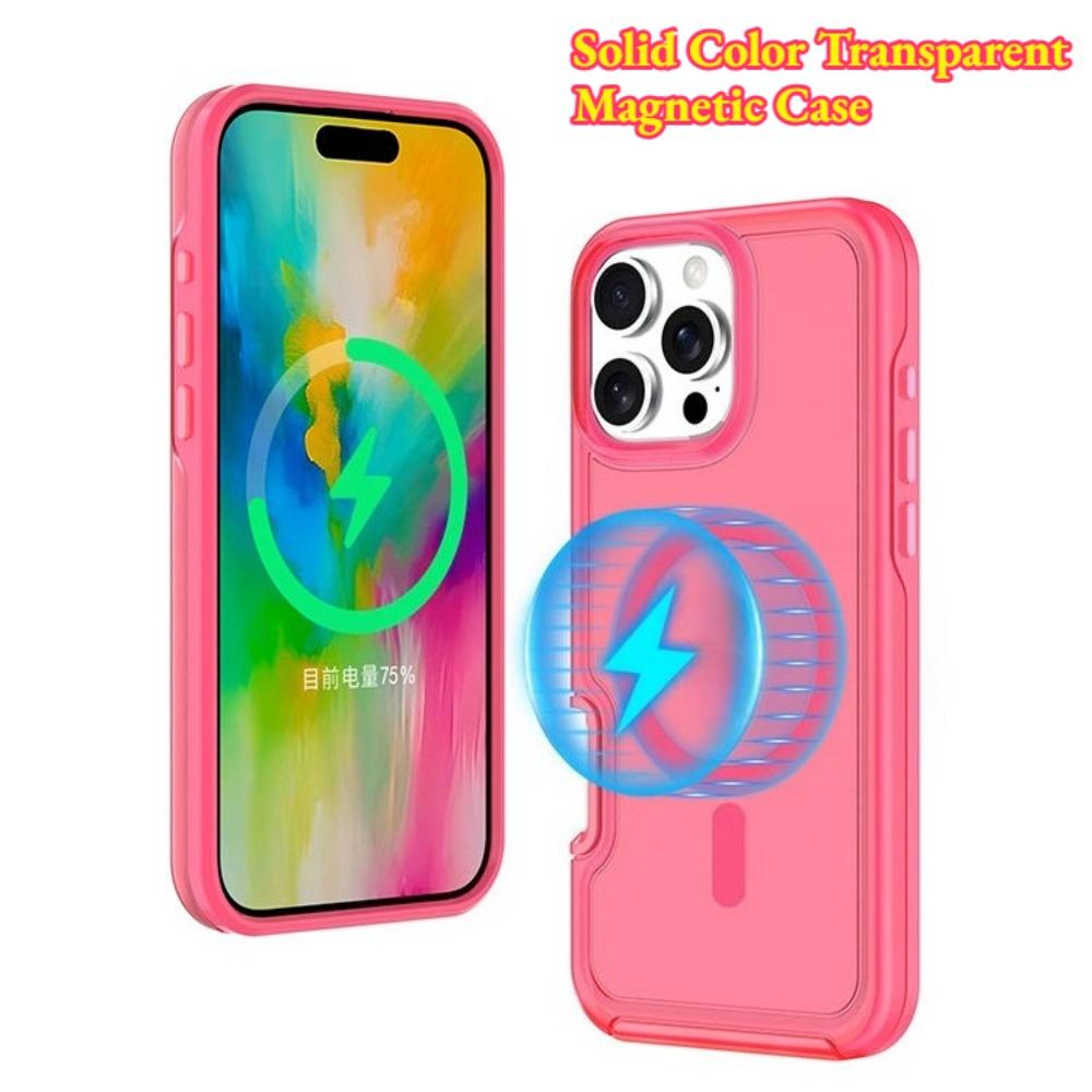 Fashion Armor Magnetic Charging Protect Cover For IPhone 17 Pro Max Air 16 15 14 Plus 13 12 Frosting Clear Anti-Drop Phone Case