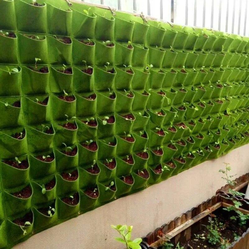 Maceta de Fieltro Colgante Verduras Hierbas Frescas Fresas Jardín en Cascada Hierbas 9 Compartimentos
