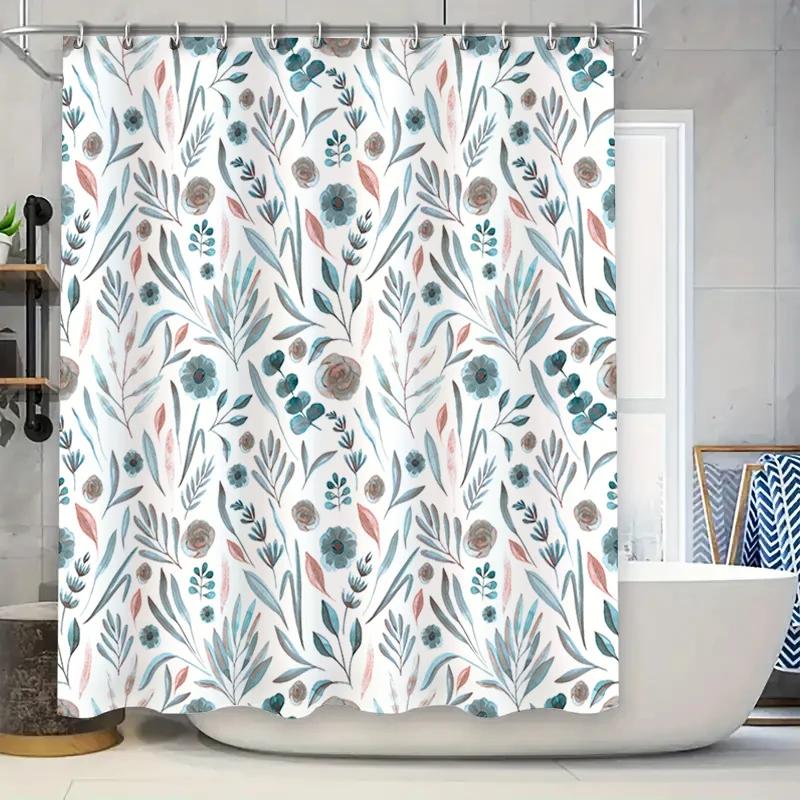 

Watercolor Floral Shower Curtain Waterproof Bath Decor For Home Living Room Bathroom Decoration White Blue Red Green Size 72X84 W60H190(CM)-1 Pcs