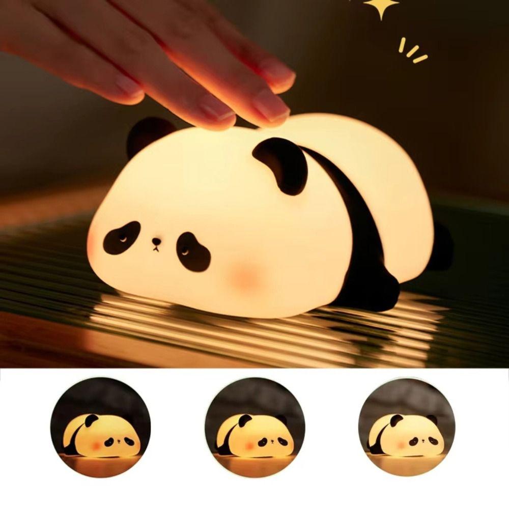 Touch Sensor Panda Pat Night Light Soft Ambient Lighting LED Panda Lamp USB Charging Dimmable Indoor Sensor Lamp Children Room