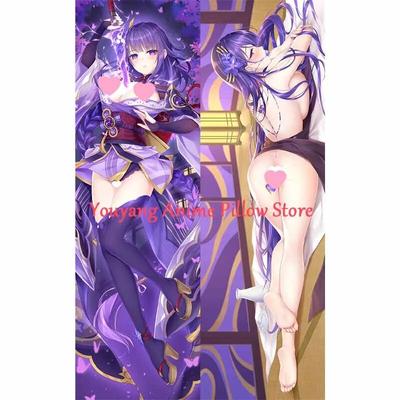 Dakimakura Anime Pillow Cover Raiden Shogun Genshin Impact Christmas 2-Side Print Pillowcase Hugging Body Cushion