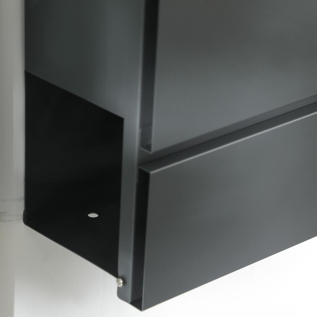Mailbox with Lid, 2 Lower Drainage Holes, Steel, with Lock, Grey