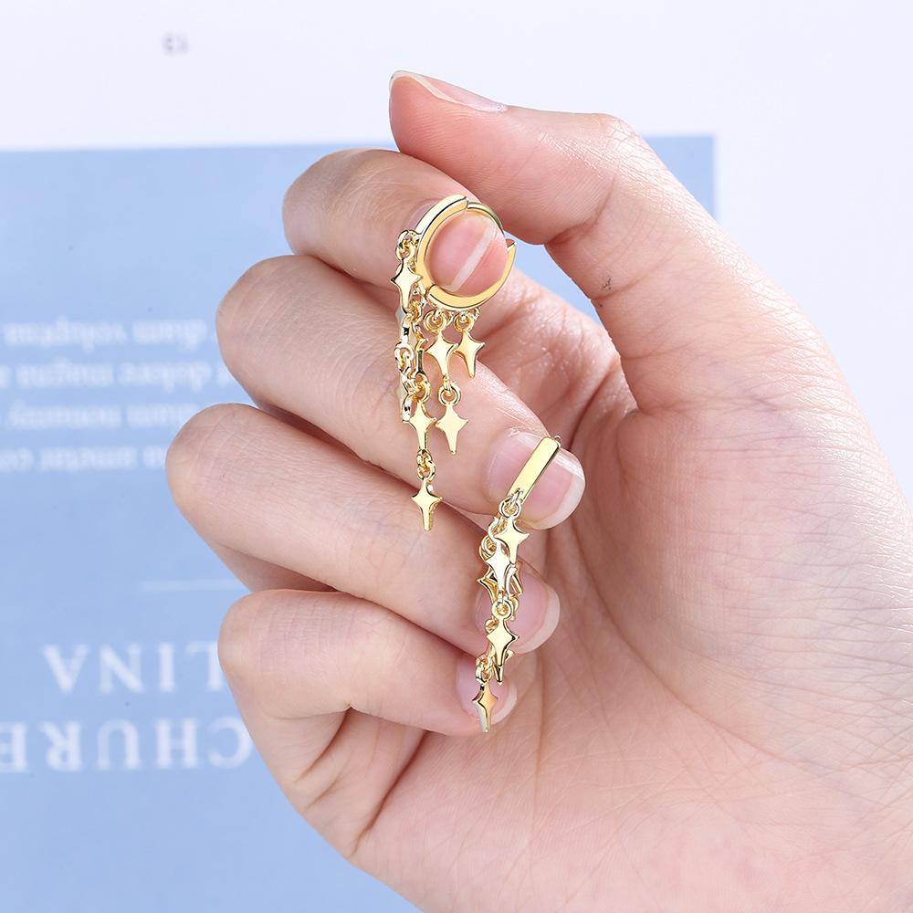 Fashion Long 925 Silver Tassels Earrings For Women Creative Star Vintage Hoop Ear Jewelry Girl Birthday Gift