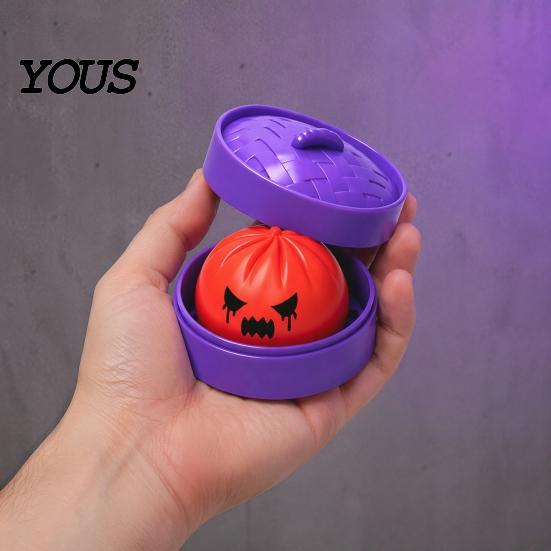 Gedämpftes Brötchen Stressabbau Spielzeug Knödel Quetsche mit Lila Dampfgarer, Gruselige Entspannungskugel für Halloween, Home Office Fidget TPR Sensorisch
