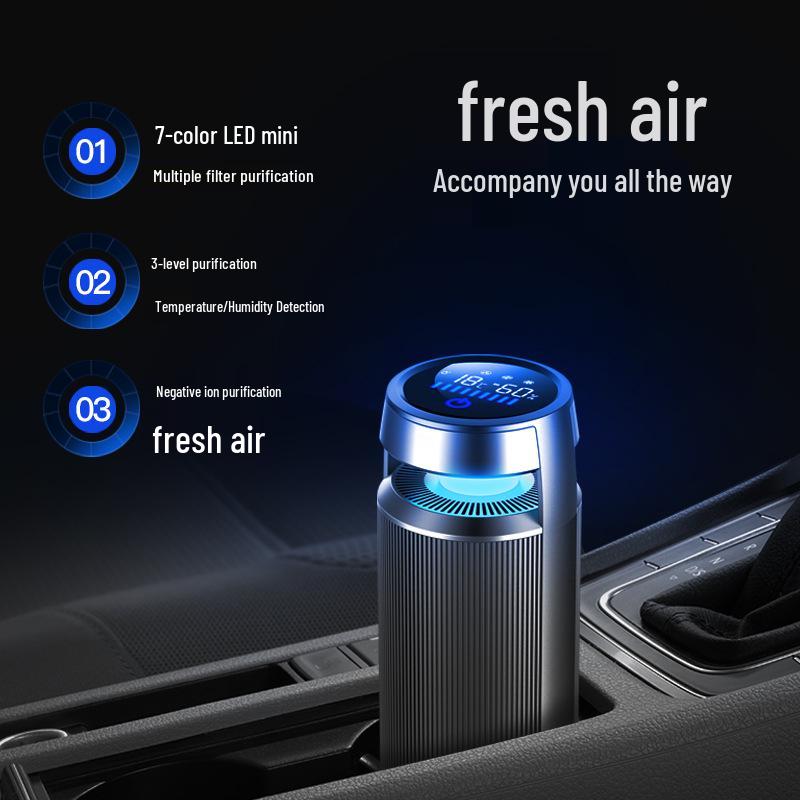Compact Aluminum Alloy Smart Car Air Purifier for Home and Vehicle Use