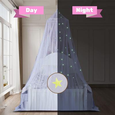 Yousheng Bed Canopy with Fluorescent Stars Breathable Mosquito Net Kid Room Round Top Children Crib Bed Tent Household Supplies