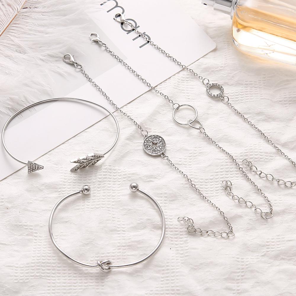 5 Pieces Arrowhead Crystal Bohemian Round New Vintage Bracelet for Ladies Fashion Accessories