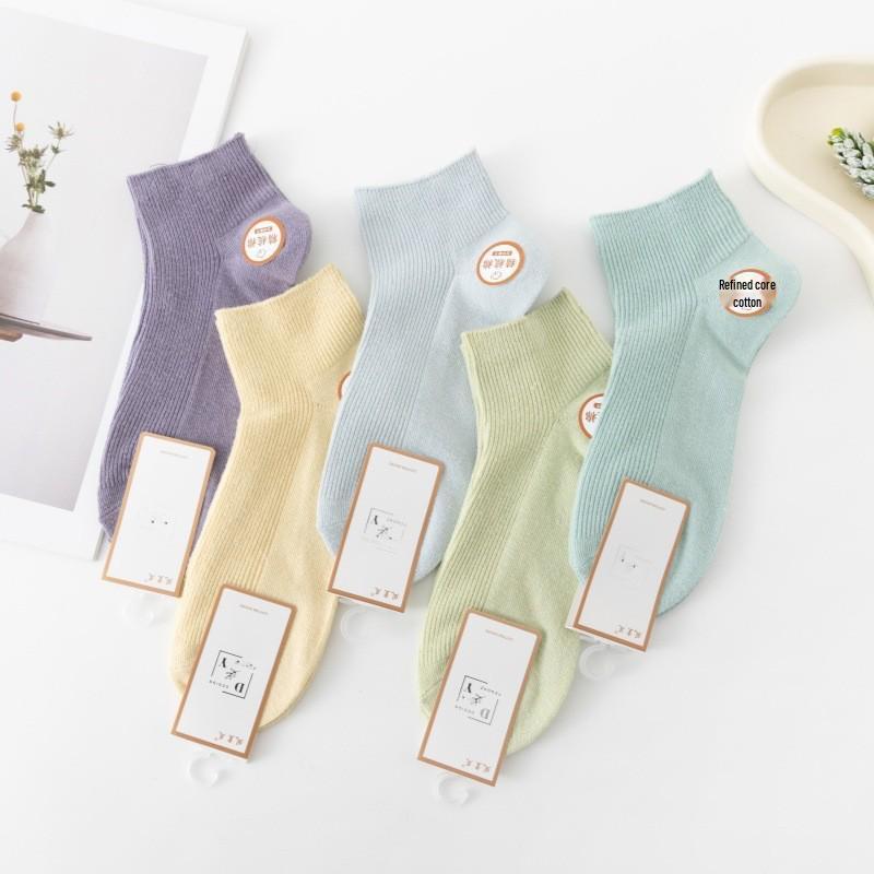Women's Maillard Spring Boat Socks - Breathable, Sweat-Absorbing, Combed Cotton, Casual Short Socks.