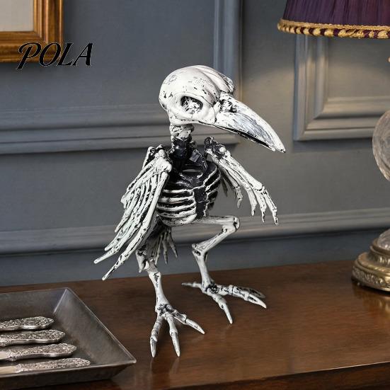 Scary Animal Head Props Halloween Skeleton Figurine, Realistic Crow Rat Scorpion Bone for Haunted Retro Aged Decor House, Plastic Skull Party, Spooky