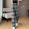 Demana Flattering Elastic Waist Plaid Wide-Leg Pants