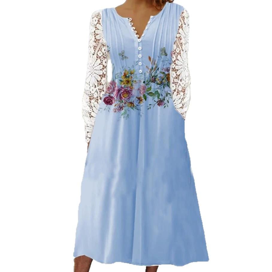 New lace long-sleeved dress women s clothing S