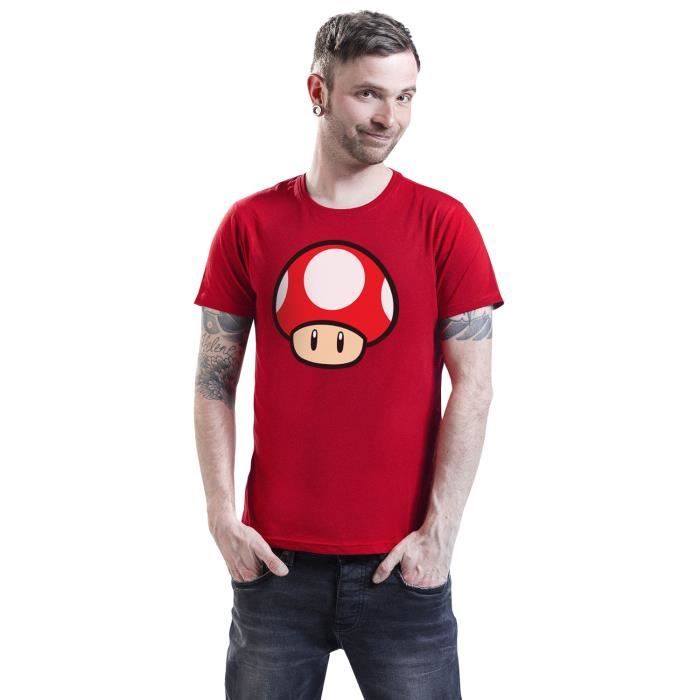 T-shirt Super Mario - SUPERMARIO - Champignon - Rouge - Manches Courtes - Homme