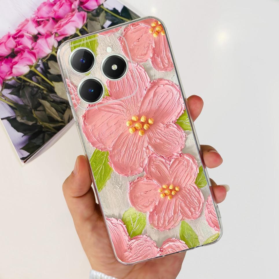 Voor Realme C63 C61 Narzo N61 N63 Hoesje Bloemen Vlinder Dames Mode Achterkant Transparant Zacht Slank Siliconen Bumper Shell