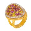 European-American Water Drop Braided Ring, Colored Diamond, 18k Gold PVD-Plated Titanium Steel Fashion Jewelry