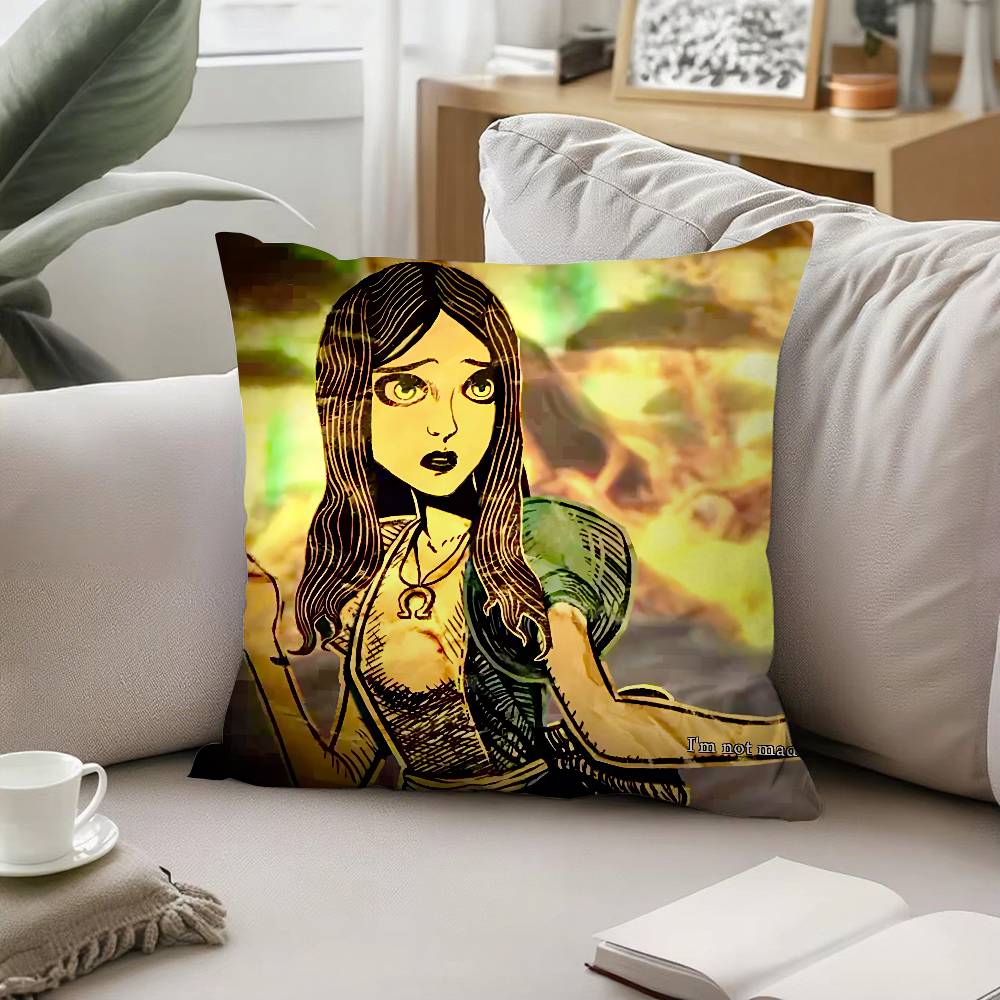 Alice Madness Returns Throw Pillow Covers Pattern Cushion Cover Suitable For Sofa Bedroom Car Pillow Cover